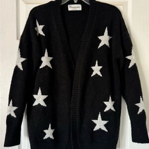 No Boundaries Black Cardigan with White Stars